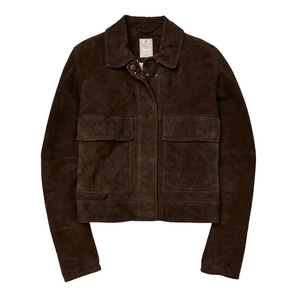Free People x Yellowstone Suzy Goat Suede Leather Jacket Brown Medium LIMITED - Picture 6 of 16